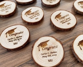 Wood Slices party favor ideas for girls graduation