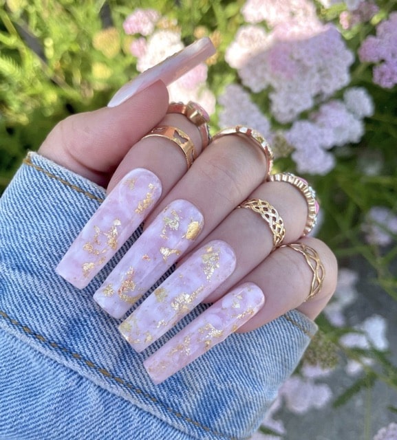 Marble Pink Nails for Summer