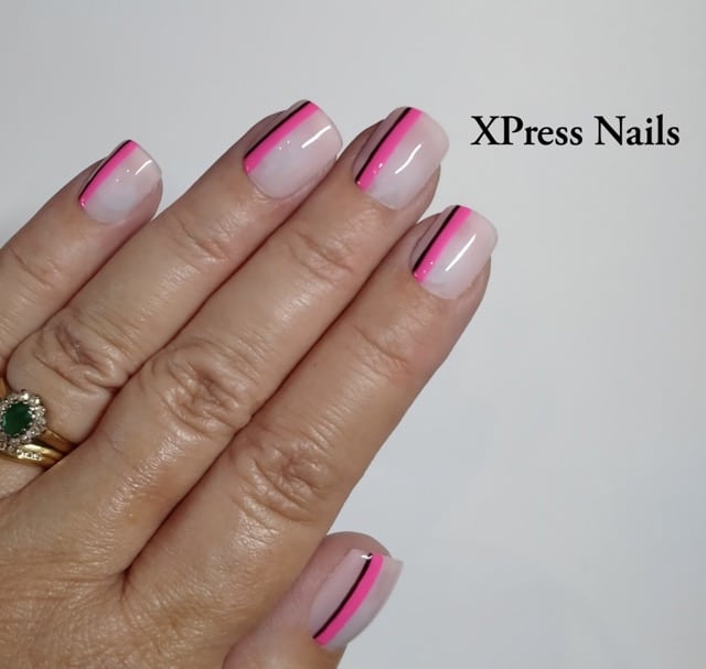 Striped Pink Nails for Summer